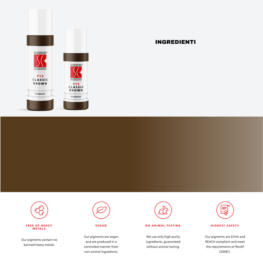 Pigmento PMU Swiss Color Sopracciglia 715 Classic Brown