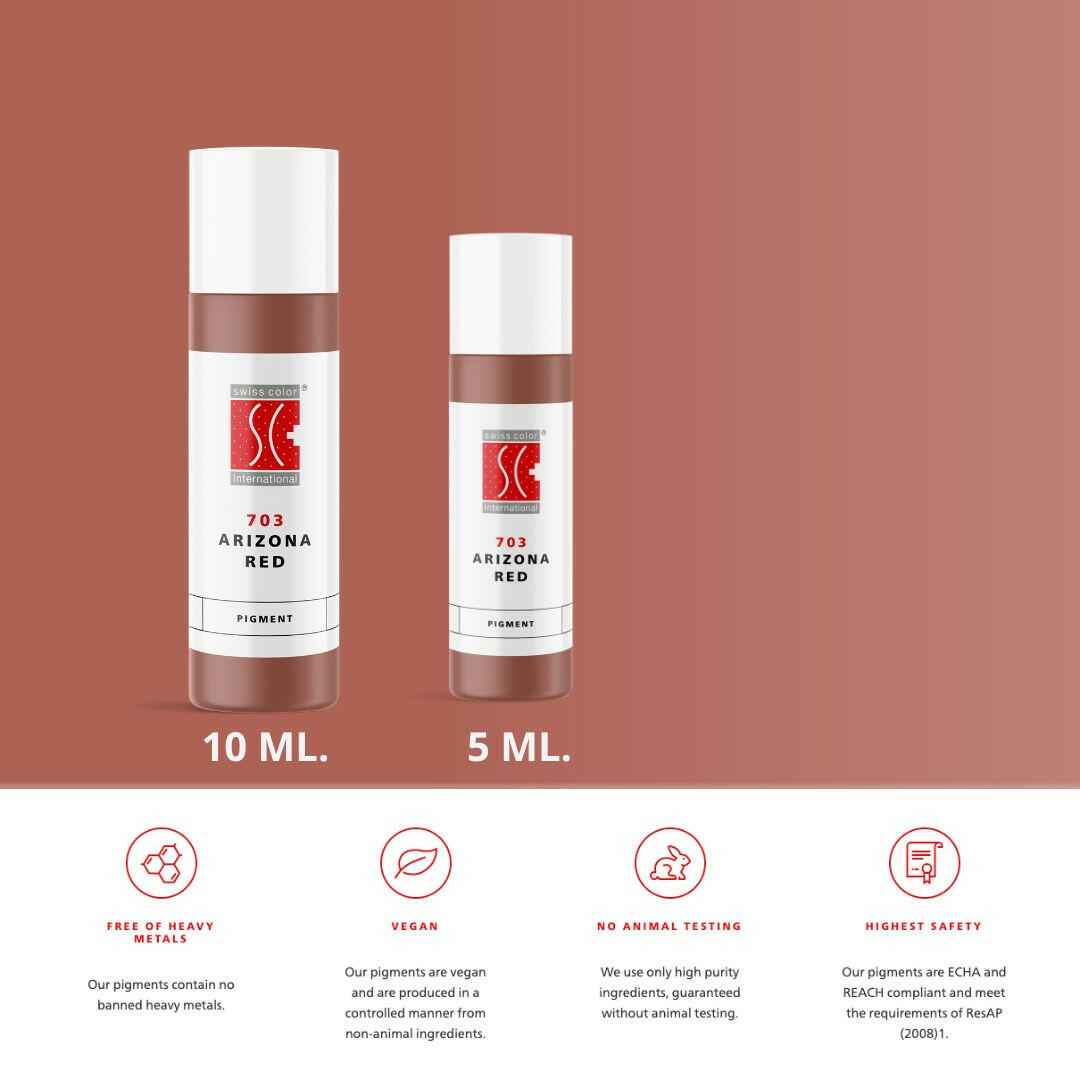 Pigmento PMU Labbra Swiss Color 703 Arizona Red – Rosso Rosato Elegante