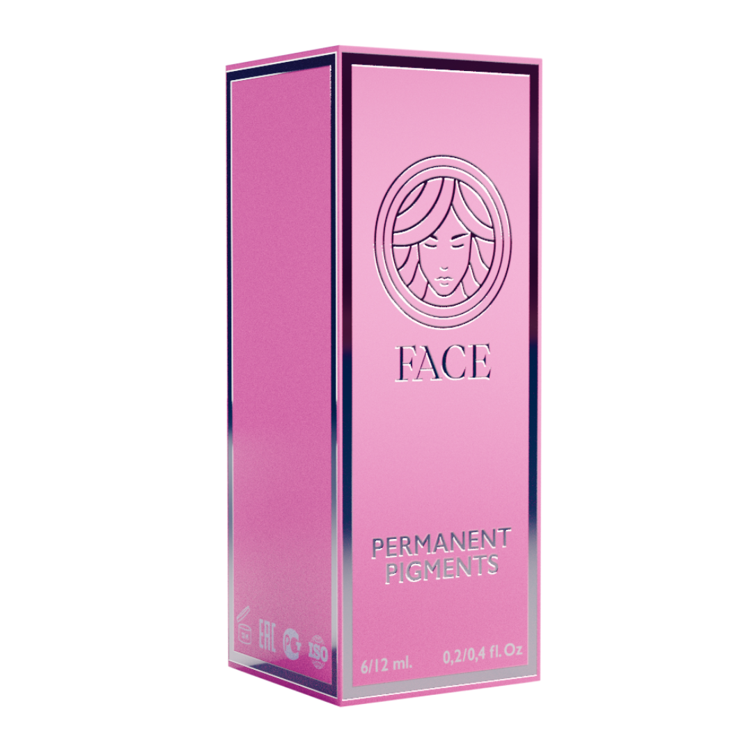 Packaging originale pigmento PMU FACE Megan labbra rosa rosso freddo confezione professionale 6 ml 12 ml