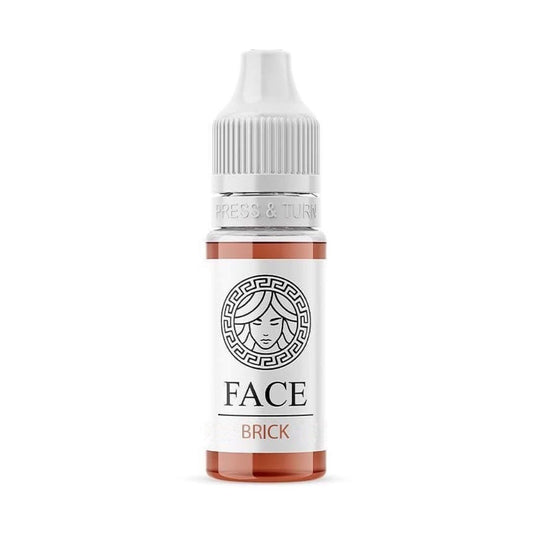 Pigmenti PMU FACE Brick for neutralizing cold lip tones, warm orangey-brown pigment in a 15ml bottle.