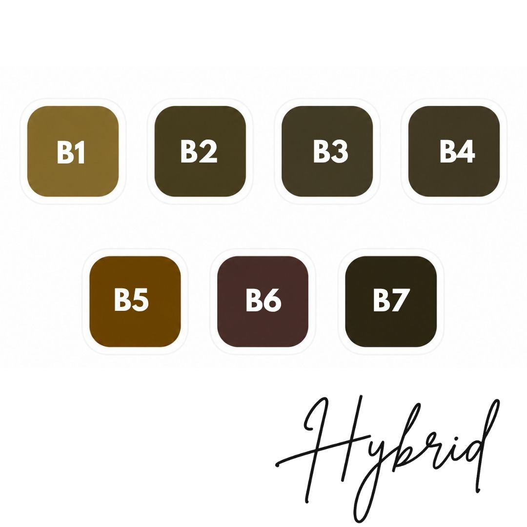 Palette colori Peinto Hybrid per sopracciglia da B1 a B7.