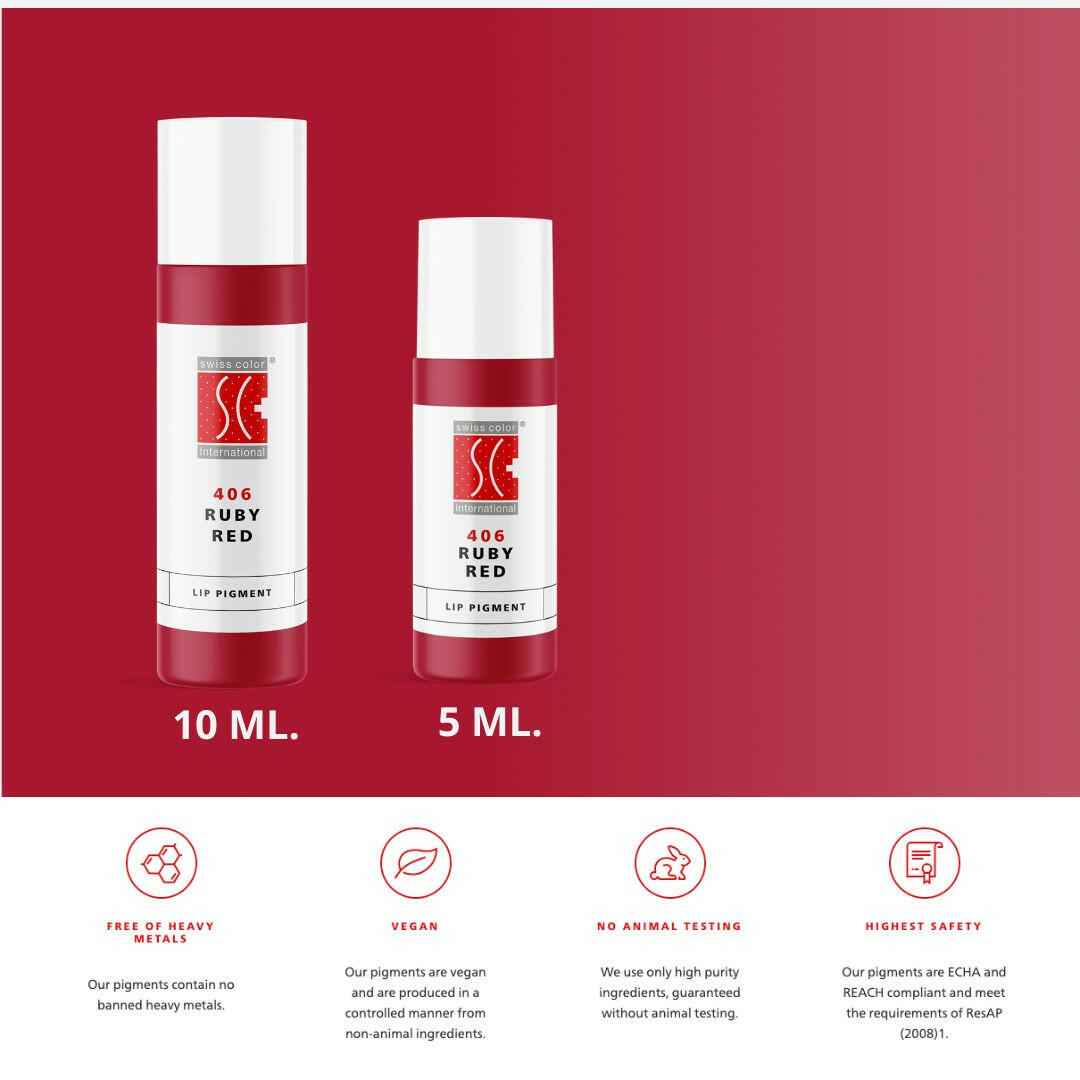Pigmento PMU Labbra 406 Ruby Red – Rosso Freddo Intenso