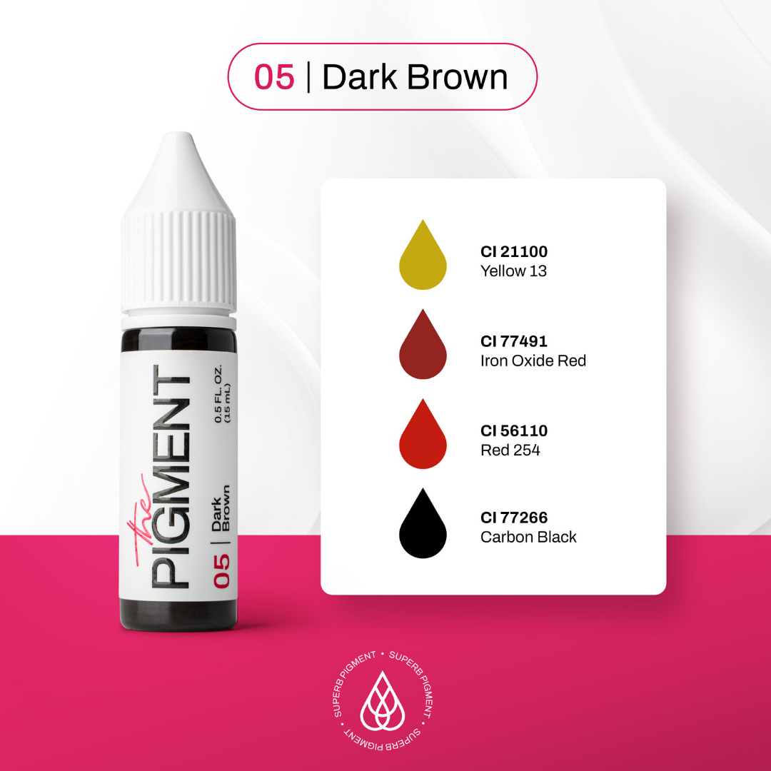 Scheda tecnica Dark Brown 05 The Pigment: sottotono e pigmenti CI, indicazioni tecniche brows