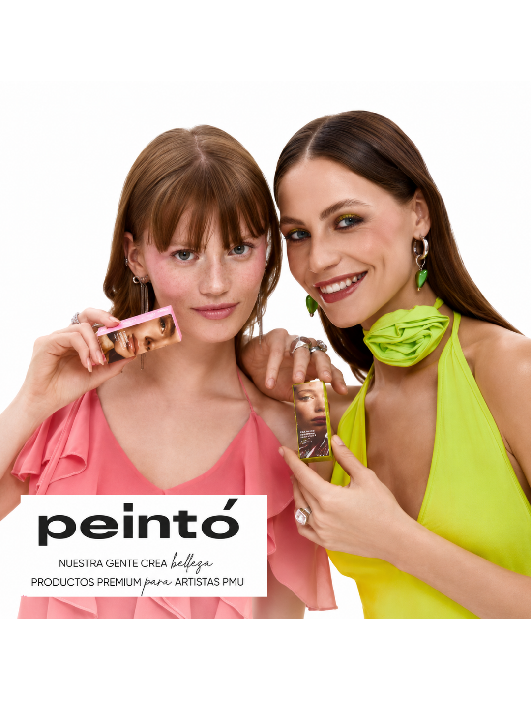 Campagna Peintó con due modelle che presentano prodotti premium dedicati ad artisti PMU.
