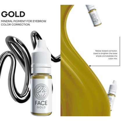 FACE Gold correttore PMU a base gialla per sopracciglia, indicato per schiarire la tonalità di base e stabilizzare le miscele di pigmenti.