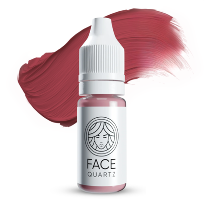 Pigmento PMU FACE Quartz con flacone e pennellata colore rosa malva per trucco permanente labbra.
