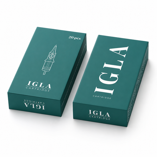 Confezione nera IGLA Cartridge da 20 cartucce per trucco permanente.