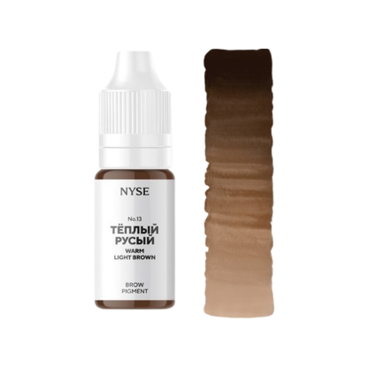 Pigmento PMU sopracciglia NYSE N.13 Warm Light Brown con swatch marrone chiaro caldo per trucco permanente sopracciglia