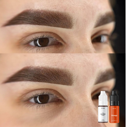 Esempio visivo sopracciglia con pigmenti PMU NYSE Brown e Orange per miscele brow calde e risultato naturale