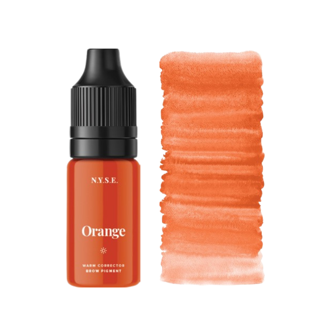 Correttore PMU sopracciglia NYSE Orange con swatch arancio caldo per miscele brow e trucco permanente