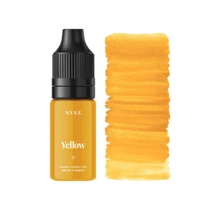 Correttore PMU sopracciglia NYSE Yellow con swatch giallo caldo per miscele brow e trucco permanente professionale