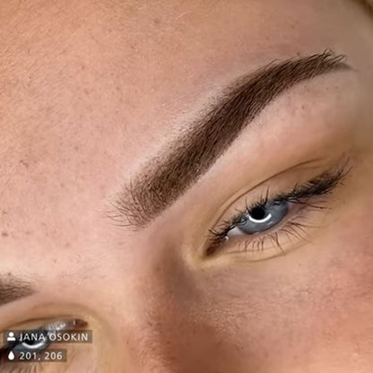 Palette cromatica Swiss Color con pigmenti PMU per sopracciglia nelle tonalità Honey Brown, Chocolate Brown, Hazel Brown, Dark Brown e altri marroni.
