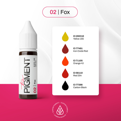 Scheda tecnica FOX 02 The Pigment: sottotono caldo e pigmenti CI, indicazioni d’uso brows