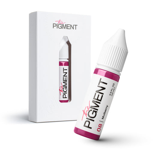 Flacone The Pigment LIPS Mulberry 08 – pigmento PMU labbra professionale, vista frontale etichetta