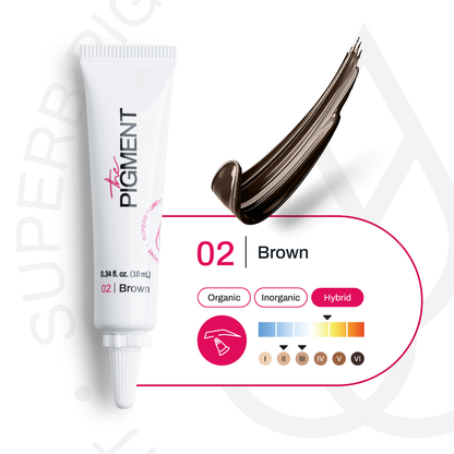 Scheda tecnica 02 Brown The Pigment Microblading: indicazione sottotono e composizione CI per microblading